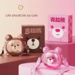 Carat bear double drinking cup large capacity cute cartoon children's water cup Tritan material student cup 750ml/25oz - Image 2