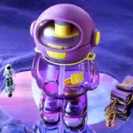 Large capacity astronaut double drinking water bottle Tritan material summer children's straw water cup big belly cup 800mL/27oz - Image 5