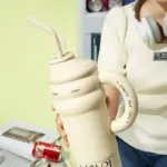 Large 304 stainless steel thermos cup for girls large capacity thermos pot household straw cup 1300mL/44 oz - Image 16