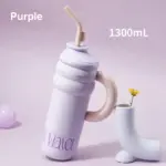 Large 304 stainless steel thermos cup for girls large capacity thermos pot household straw cup 1300mL/44 oz - Image 5
